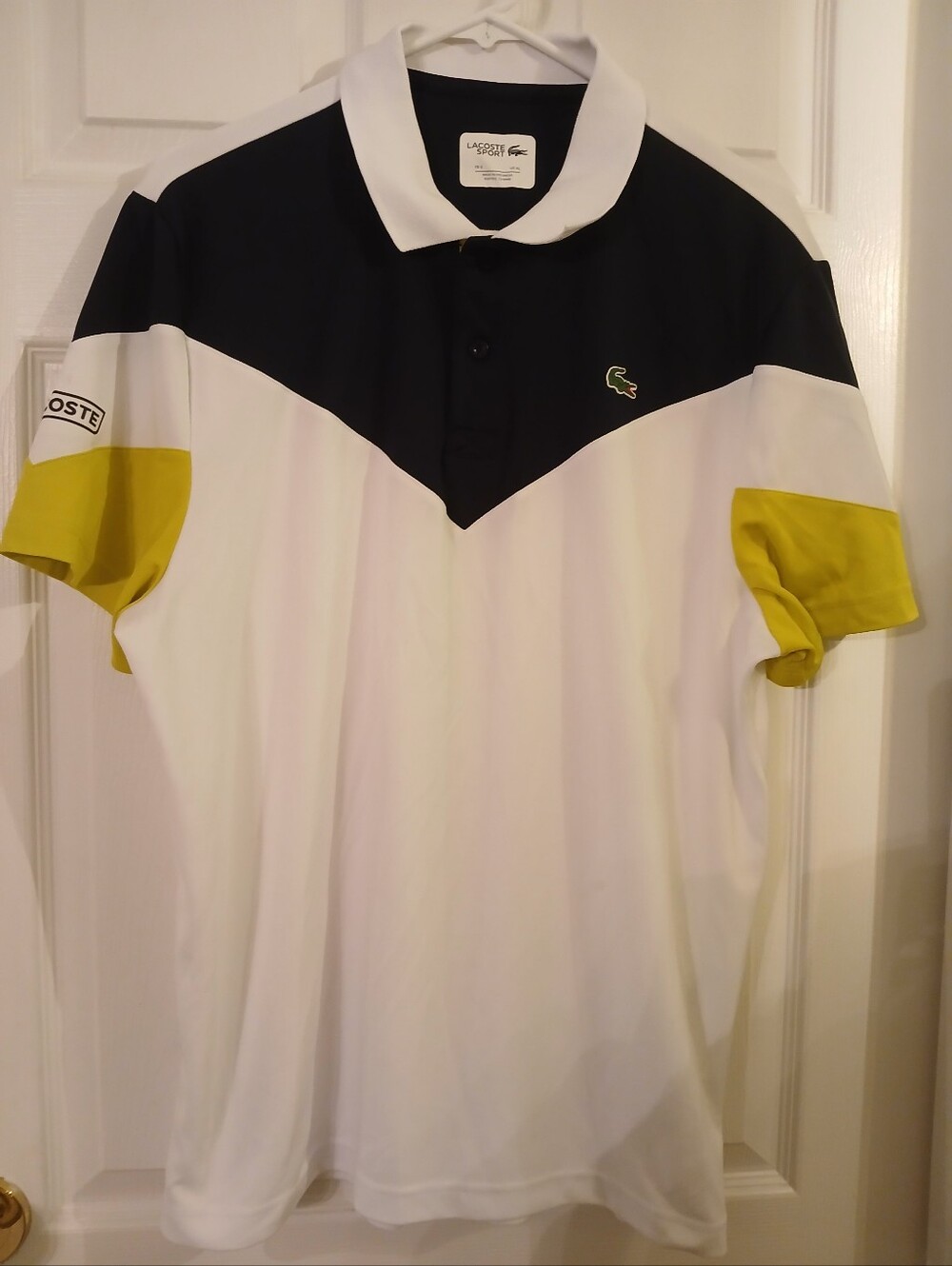 LACOSTE SPORT Chevron Colorblock Ultra-Dry Tennis/Pickleball Polo Shirt Size XL